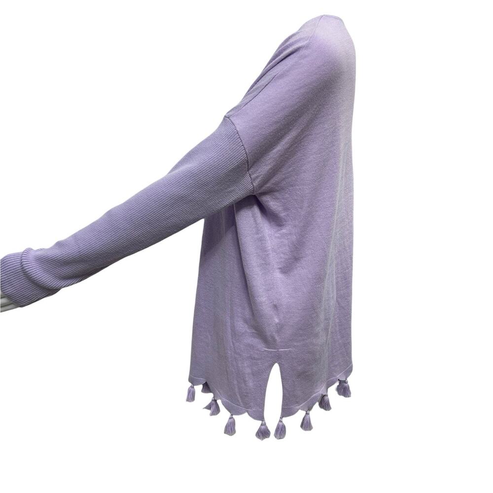 Lilly Pulitzer Sz M Martine Lilac Lavender Purple Tassel Oversized Knit Sweater - Picture 2 of 11